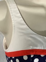 Vintage ring Mini Dress 5 beach party 60s polka dot Midriff red white blue XXS