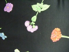 LEONARD PARIS Vtg 70s Black Green Lilac Floral Top & Skirt-Bust 34/Waist 26/XS