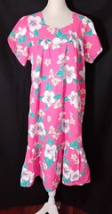 Kalena Fashions Vtg Hawaiian Muumuu House Dress Pink Hibiscus Sz S USA