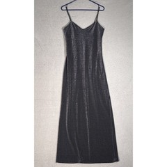 Byer Too California Vintage 90s Black Silver Metallic Shimmer Maxi Dress Fits S