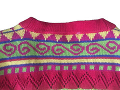 Vintage Womens Small Abstract Fringed Beaded Button up Cedars Sweater Red 1980’s