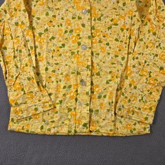Vintage Morval Jacket Womens Small Yellow Floral Hippy Chamois Cotton 60s 70s