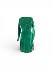 Vintage Emerald Green Velvet Cocktail Dress Low Back Bow Elegant Party Dress
