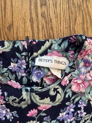 Vtg 80s Betsy’s Things Drop Waist Floral Femme Garden Cottagecore Midi Dress M/L