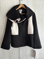 NWT Vintage 1980s Tally Taylor Avant Garde Scuba Blazer Jacket Black White 12