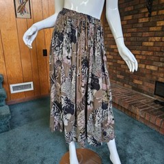 Vtg 90s Bohemian Gypsy Rayon Broomstick Safari Animal Print Midi Skirt M/L/XL