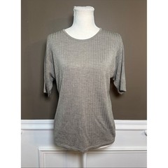Vintage 90s Saks Fifth Avenue Collection 100% Silk Rib Knit Sweater M Tan