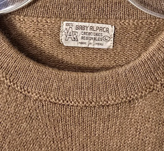 Vintage Peruvian Baby Alpaca Sweater L Knit Crew Neck Pullover Brown Ski Soft