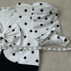 Leslie Lucks Vintage 80s Polkadot Puffed Sleeve Dress Size 4 Petite