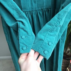 Vintage Laura Ashley Teal Green Corduroy Dress Great Britain US 10 UK 12