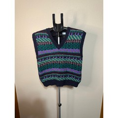 Haberdashery Collection Vintage Fair Isle Sweater Vest Navy Purple Petite PX