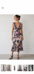 Cache Women’s Vintage Y2K Silk Whimsigoth Fairycore Floral Midi Dress 8