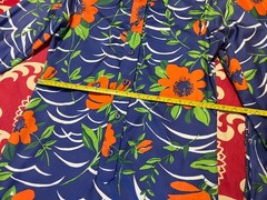Vintage Howard Wolf Blue Orange Floral Dagger Collar Maxi Belted Shirt Dress-M