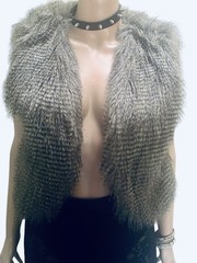 Vintage Y2K Vest Wish Faux Fur Shaggy Crimp Textured Punk Goth Boho Edgy Brown S