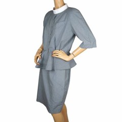Vintage Thierry Mugler Cotton Skirt Suit 2 piece Ensemble Size 42 Large 1980s