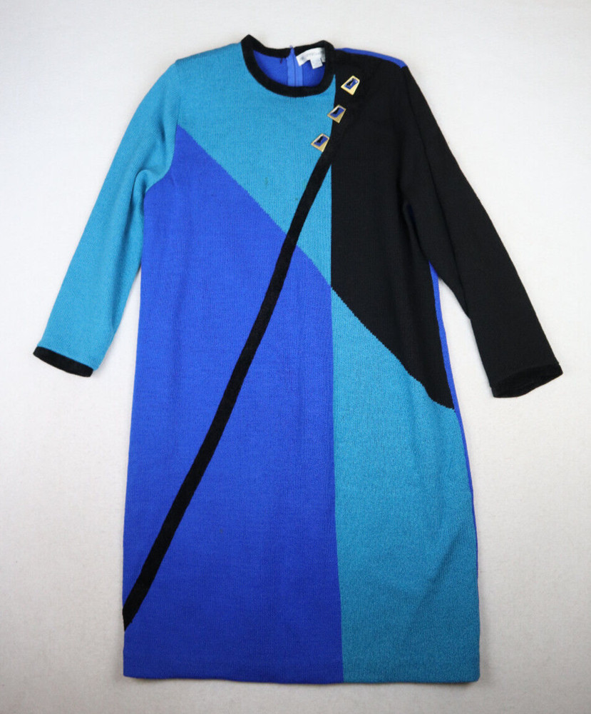 ANNE CRIMMINS FOR UMI COLLECTIONS Vintage Women’s Sweater Dress Sz L Blue Print