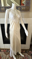 ADAGIO NORDSTROM luxury peignoir 100% silk champagne Nightgown lingerie vtg Lg