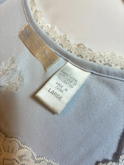 EILEEN WEST Jersey Knit POWDER BLUE NIGHTGOWN Large LACE Short Gown Romantic