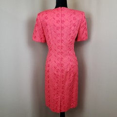 Oberon Dress 6 Embroidered Linen Blend Sheath Poppy Red Short Sleeve Knee Length