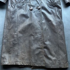 Vintage Global Identity Leather Jacket Womens Trench Coat Distressed Brown G-III