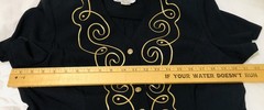 Vintage S.L. Fashions Dress sz 14 Black Gold Embossed With Gold Tone Buttons