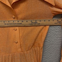 Vtg 70’s Fred Rothschild Dress Womens S Orange Shimmer Oversized Dagger Collar