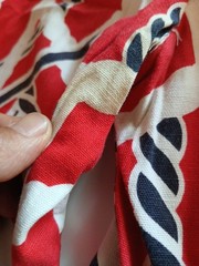 Vtg 70s Home Sewn Nautical Rope Print Pant Red White Blue Serval Zipper Wide Leg