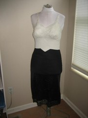 Vintage VAN RAALTE Nylon White Lace Bodice Black Skirt Full Slip – Size 34 USA
