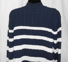 Vintage 1980’s Croft & Barrow Sweater Size L NWT Navy Stripe Mock Neck Cotton