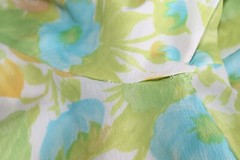 Vintage 1960s Rhapsody by Glazier Blue Green Yellow Floral House Dress Women’s M