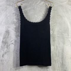 VTG Chico’s Travelers Tank Top Blk Lace Trimmed Cami Acetate Stretch Feminine L