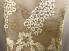Vintage “Union” made with silk & taffeta flowerly embroidered ivory/peach dress