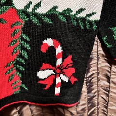 JJ Poole Ugly Christmas Sweater Size M Glitter Stocking Ornaments Vtg 1980s NEW