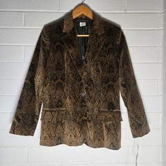 Vtg NWT Deadstock Harve Benard Paisley Velvet Blazer 14 Brown Dark Academia