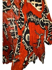 VTG Sharon Anthony Kimono Jacket 22W Red Black Abstract Tribal Art Wear Duster