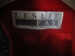 Vtg Princess Diana Dupe LESLIE FAY Red Long Flared Swing Wool Overcoat Trench M