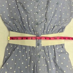 Vintage Nordstrom Petite Focus Blue White Polka Dot Cotton Jumpsuit Womens Sz 4