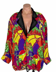 Vtg 80s Cassie Swinger NEOn Bright Reversible BOMBER JACKET Large CC Chains RARE