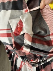 Vintage TC II Plaid Shirtwaist Dress 14 Red Black White POCKETS Belted Pristine