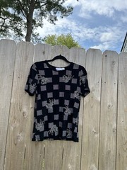 Vintage Jaclyn Smith Womens Blouse Slinky Knit No Iron Travel Size Small Black