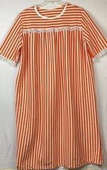 Vintage Orange & White Striped Women’s Nightgown NO TAGS Thick Polyester Nylon?