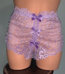 NEW SHEER XL Panties Crotchless SOFT Stretch Lacy Panties 3 Satin Bows See Thru