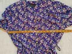 Vintage 80s Secretary Dress Midi Blouson Shoulder Pads Purple M Rockabilly Breli
