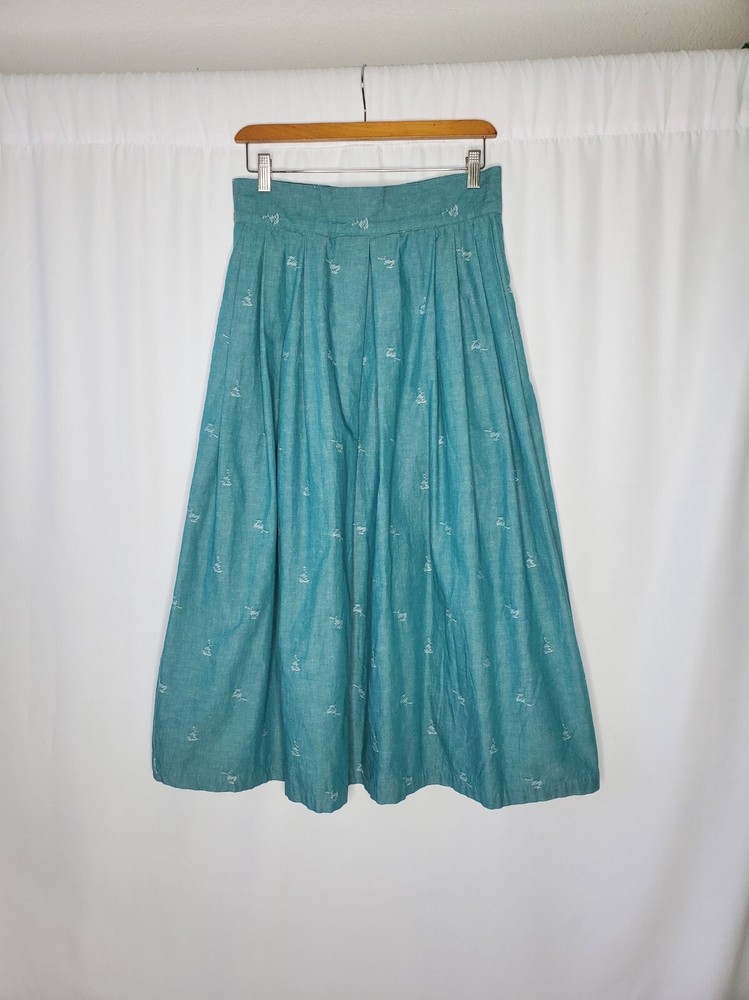 Vintage ’80 Perry Ellis Levii Strauss pleated Skirt size 12 green