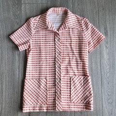 Vintage 70s Button Down Polyester Collared Marcia Brady Shirt Size 8/Small