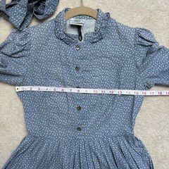 Vintage Laura Ashley Pink & Blue Ditsy Piecrust Dress Great Britain UK 12 US 10