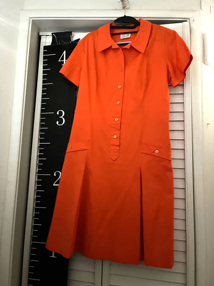 Vintage Serbin of Florida Orange 1960s casual shirt dress bright orange