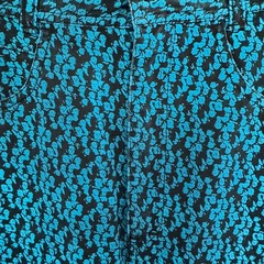80s vtg ESPRIT SPORT All Over Print AUDIENCE Graphic Jean Skirt DENIM Pencil Blu