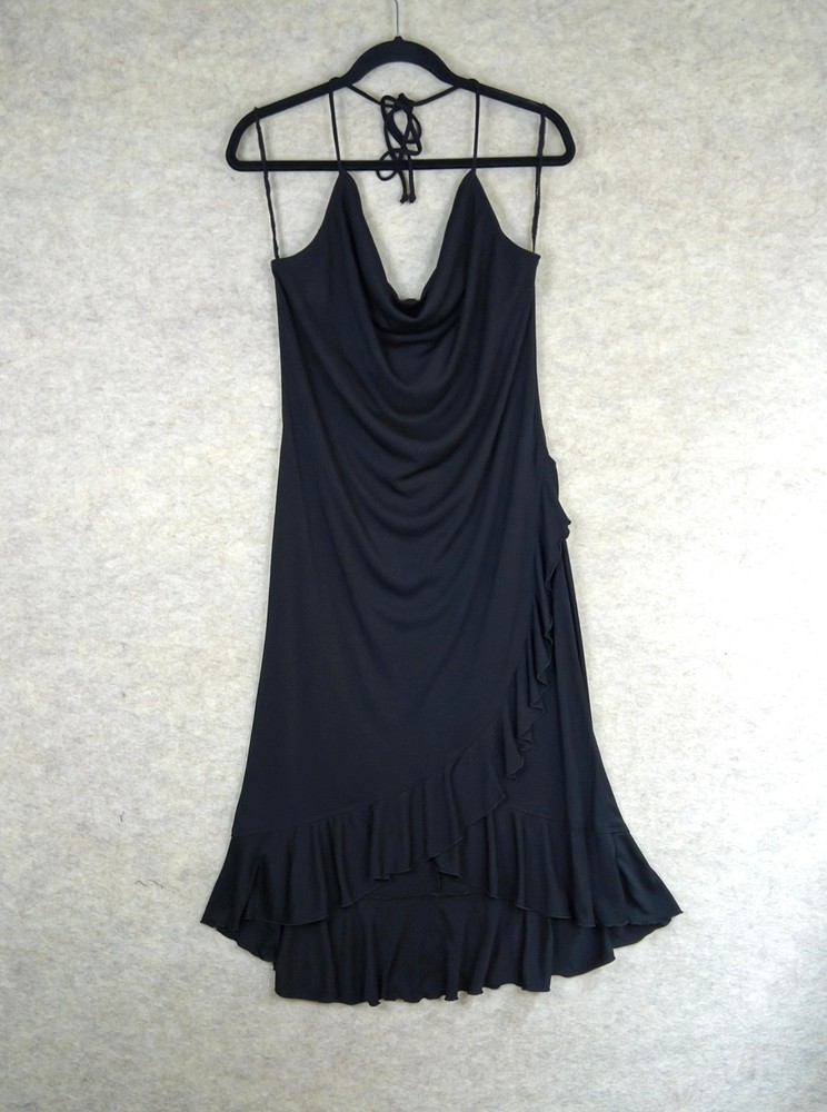 Vintage 90s La Belle Cowl Neck Halter Dress Sz XL Ruffle Romantic Party