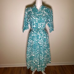 Vintage 80s Abstract pattern midi dress Princess Diana Day dress Size 8
